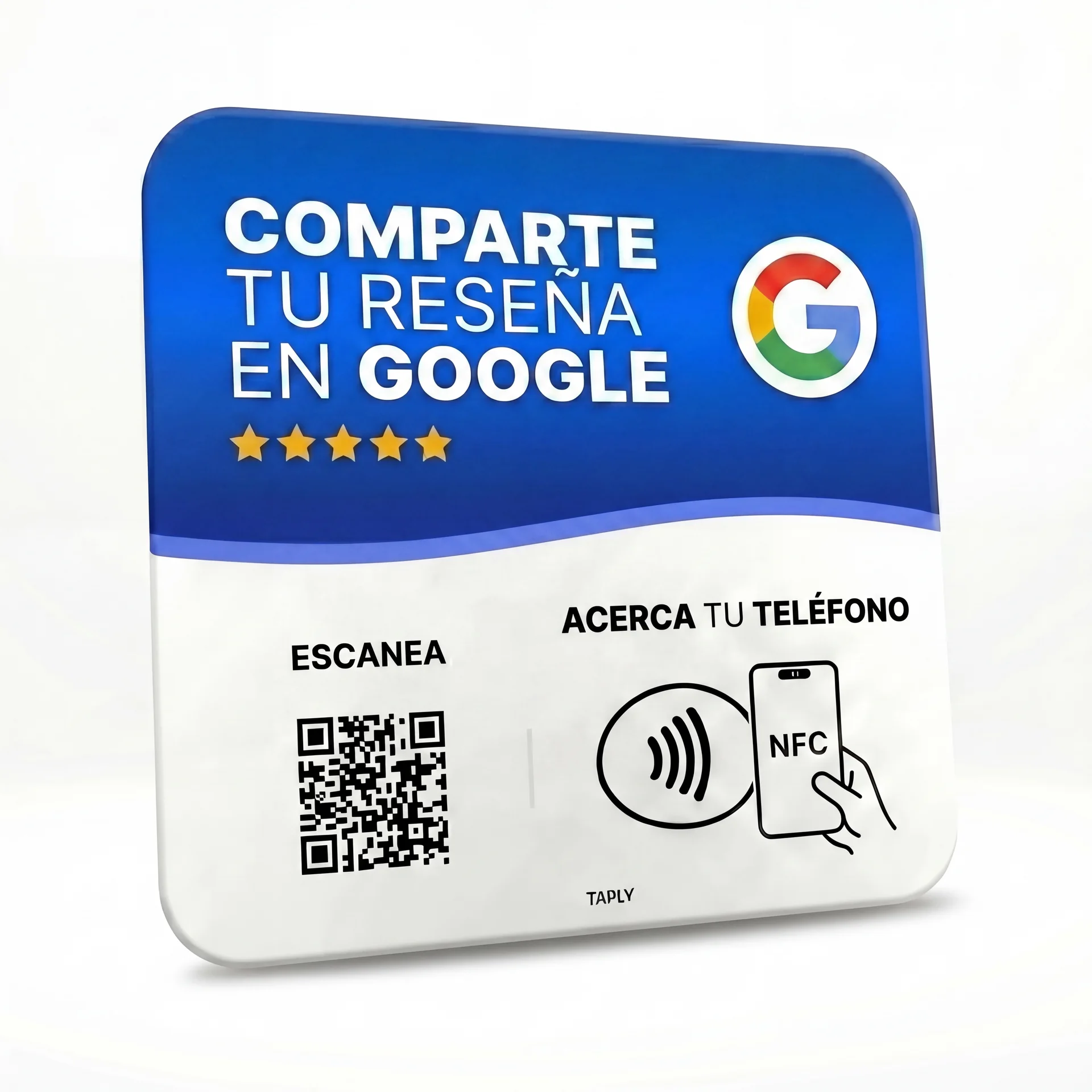 Placa NFC Taply que abre tu página de reseñas de Google con un toque
